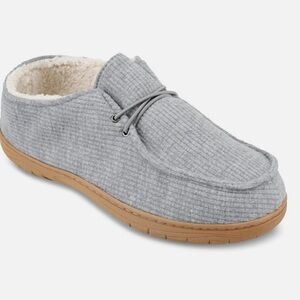 Men’s Memory Foam Gray Slipper Chukka with Faux Shearling